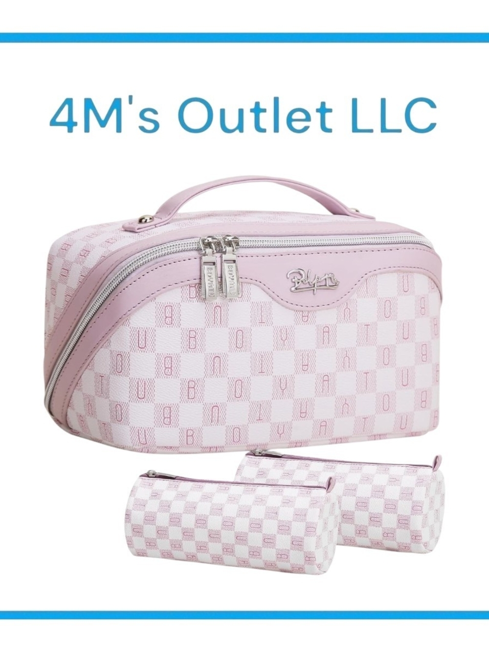 Pink Checker Toiletry Bag Set